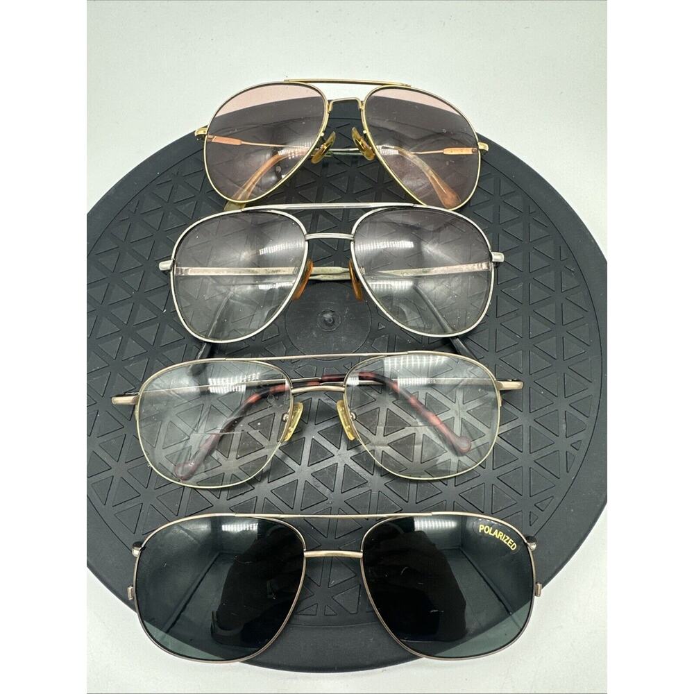 Lot Of Vintage Prescription Aviator Style Glasses And A Polarized Clip On